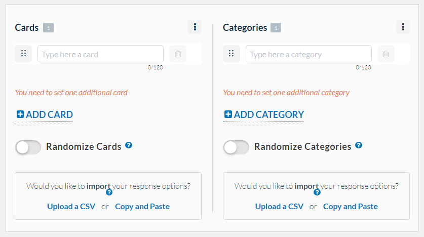Userlytics Card Sorting - Cards and Categories