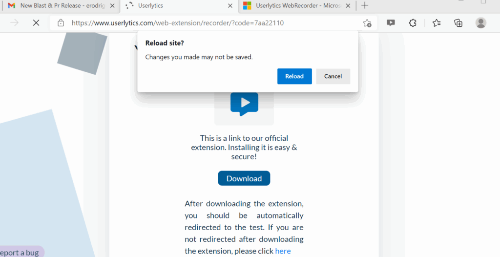 Overlay Web Recorder - Reload Site
