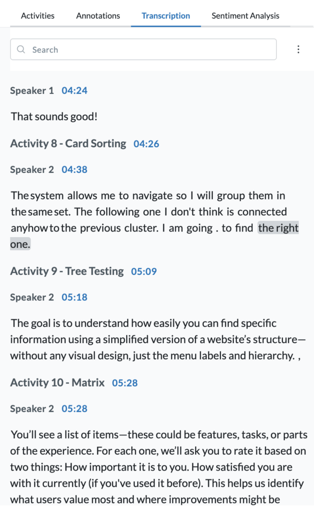Userlytics - Video Analysis Tool - Transcription