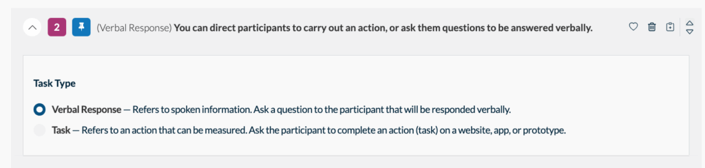 Userlytics Study Builder - Task / Verbal Response