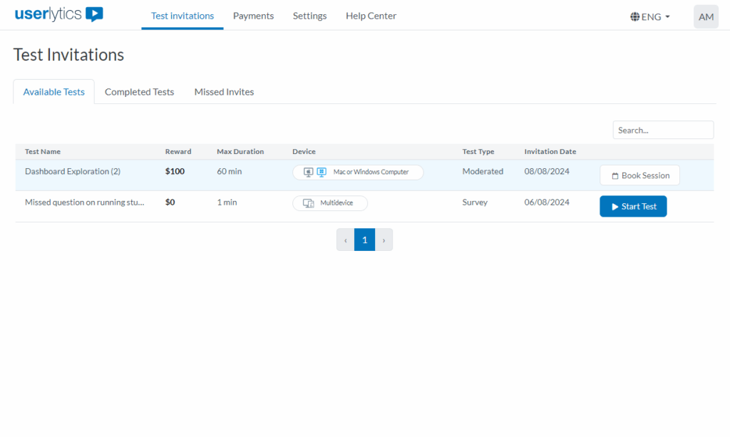 How to Use Userlytics Unmoderated Testing Web Recorder - test invitation