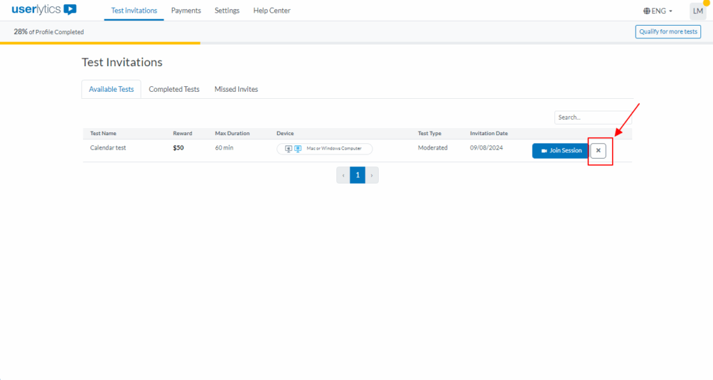 Cancel a Live Conversation Session - find the URL for the test you want to cancel.
