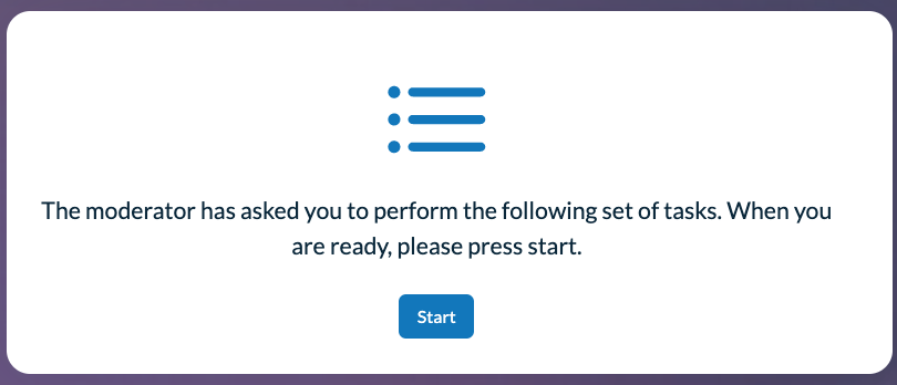 Live Conversation Guide for Testers - Begin task by clicking on Start