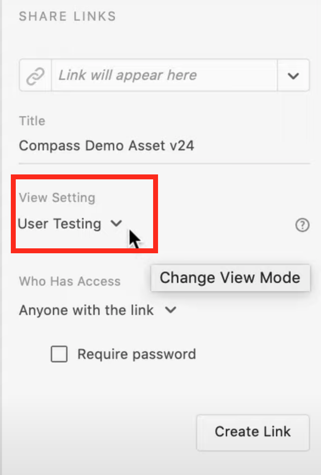 Prototypes Compatible with Userlytics - Change the setting for shareable link on Adobe XD