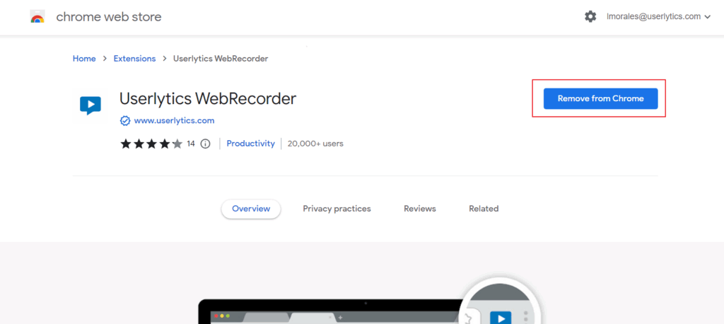 Re-installing Userlytics Web Extension - Remove from Chrom