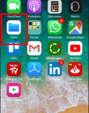 Recover iOS files - Go to Files app from iOS home screen