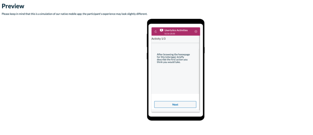 Userlytics Platform - preview your study