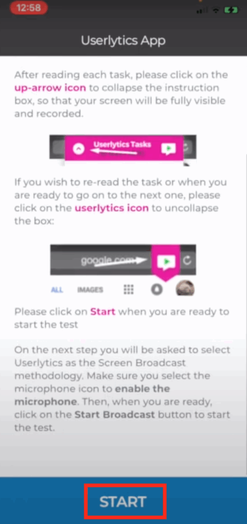 Launch a Test on iOS - Start Test