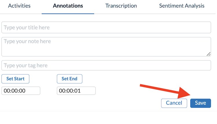 Userlytics - Analyze and Share UX Study Results - Save Annotations