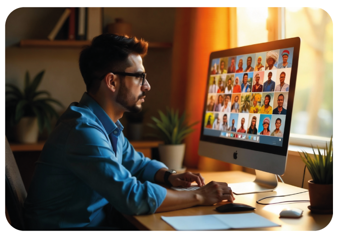 Person at a computer viewing the worldwide participant base for Userlytics